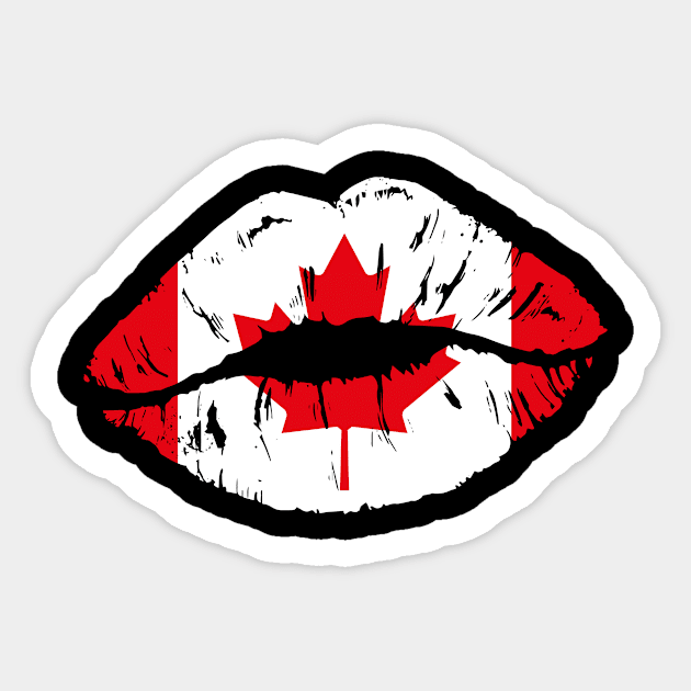 Canada Flag Sexy Lips - Travel Souvenir Sticker by bluerockproducts